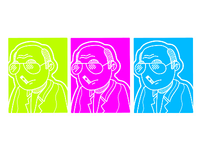 Raoul Duke character flat illustration minimalism sunglasses