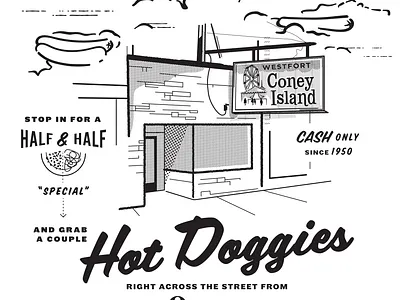 Coney Island - Hot Dogs clouds coney hotdog hotel illustration tee tshirt tshirt art tshirtdesign tshirts