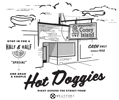 Coney Island - Hot Dogs clouds coney hotdog hotel illustration tee tshirt tshirt art tshirtdesign tshirts