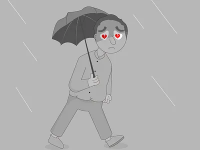 Broken heart adobe adobe illustrator art bad date date day failed illustration illustrator rain rainy sad sad face sadness style umbrella