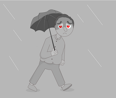 Broken heart adobe adobe illustrator art bad date date day failed illustration illustrator rain rainy sad sad face sadness style umbrella