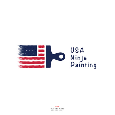 US Flag Ninja Painting Logo american flag branding branding design brush design illustration logo logodesign logoforsale minimalist logo paint usa