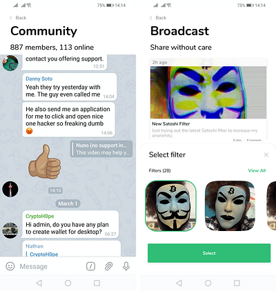 Social Sharing in Apps app crypto wallet design ux