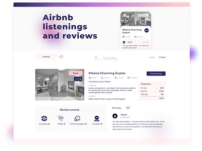 Airbnb lists and reviews app art best cards design gradient lists minimalism modern new trend ui ux