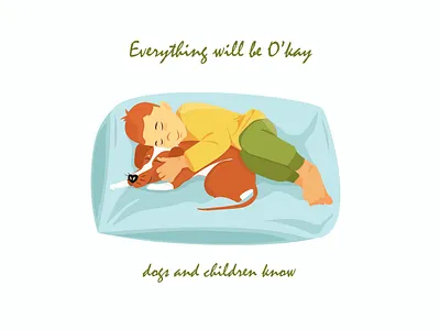 Child and dog art character child design dog illustration vector