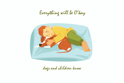 Child and dog art character child design dog illustration vector