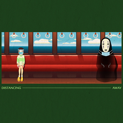 Distancing Away adobe illustrator character design covid 19 illustration social distancing spirited away studio ghibli vector