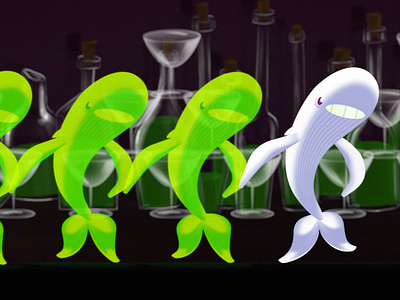 Dribble ind 2 Spirit whales alcohol animation dance glasses whale