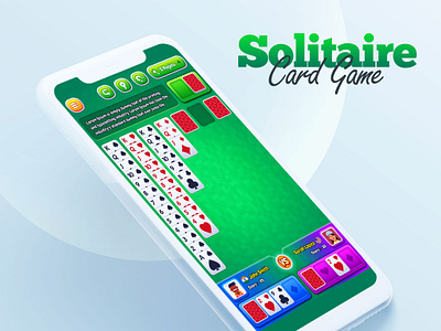 Solitaire Card Game 2d app branding card cards design game icon illustration logo minimal mobile playing playing card solitaire typography ui ux vector