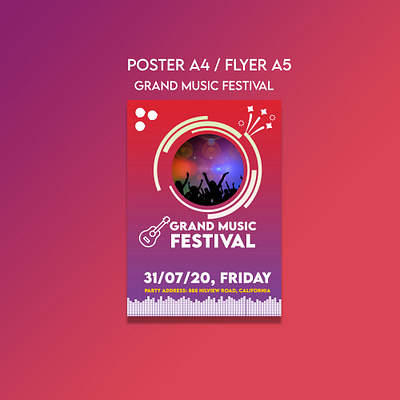 Music Festival Postcard Flyer Template advertising advertising design advertising flyer design festival festival poster flyer icon illustration music music festival poster poster design template multipurpose template post card