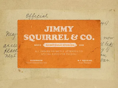Jimmy Squirrel & Co. business card fantastic mr fox faux graphic design movie paper print print design squirrell texture typography wes anderson