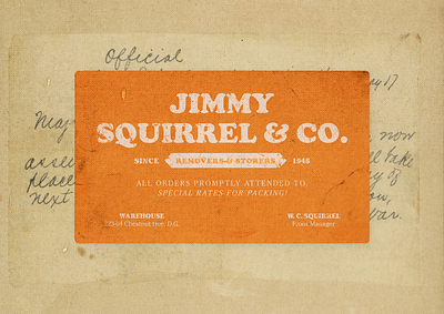 Jimmy Squirrel & Co. business card fantastic mr fox faux graphic design movie paper print print design squirrell texture typography wes anderson