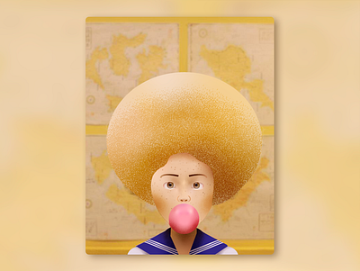 Tracy Walker from Isle of Dog (2018) art blue digital art girl illustration illustrator pink wes anderson yellow