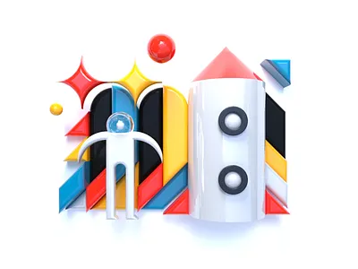 To The Stars abstract austronaut c4d character cinema4d concept concept design design digital digital art graphic design icon illustration render rocket rocketship space spaceman spaceship stars