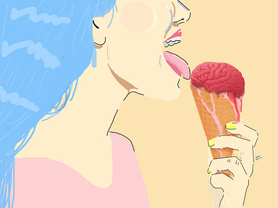 worshiping IQ test brain editorial editorial design icecream illustration