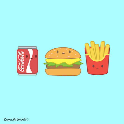 cute fast food doodle art artwork coca cola coca cola cocacola design doodle doodle art doodleart doodles fast food fastfood illustraion illustrations illustrator mcdonalds sticker