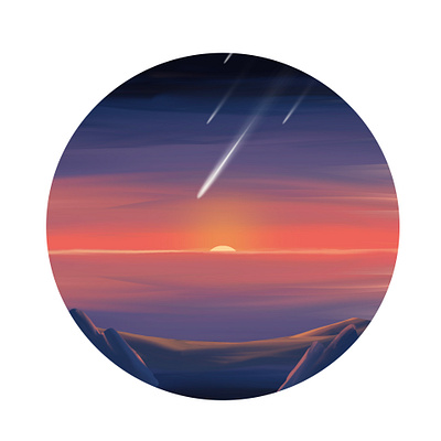 SUNSET design falling star illustration landscape mountains nature sunset