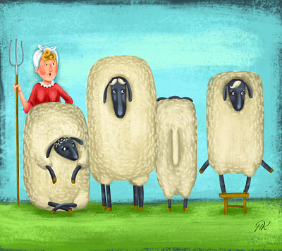 At the farm book character children children book illustration design farm farmlady illustration illustrator sheep typography