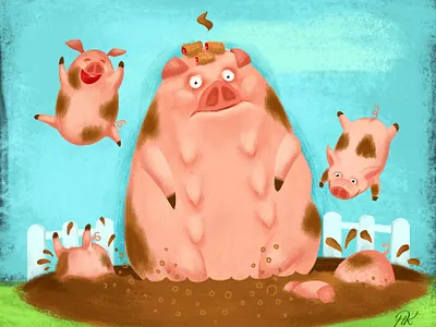 At the farm book character children children book illustration design family farm illustration illustrator kids mother pig typography