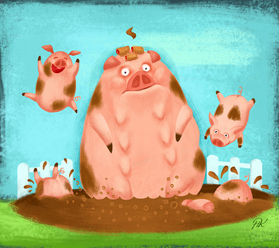 At the farm book character children children book illustration design family farm illustration illustrator kids mother pig typography