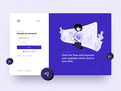 Appreciation Platform Sign Up accounts create illustration login onboarding platform purple registration sign in sign up speaker system webdesign