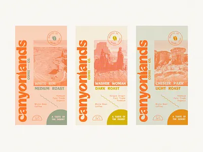 Canyonlands Coffee Co. Label Design branding coffee desert label logo modern packaging retro vintage western