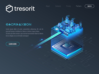 Encryption Factory chip computer cpu data design encryption factory landingpage tresorit ui
