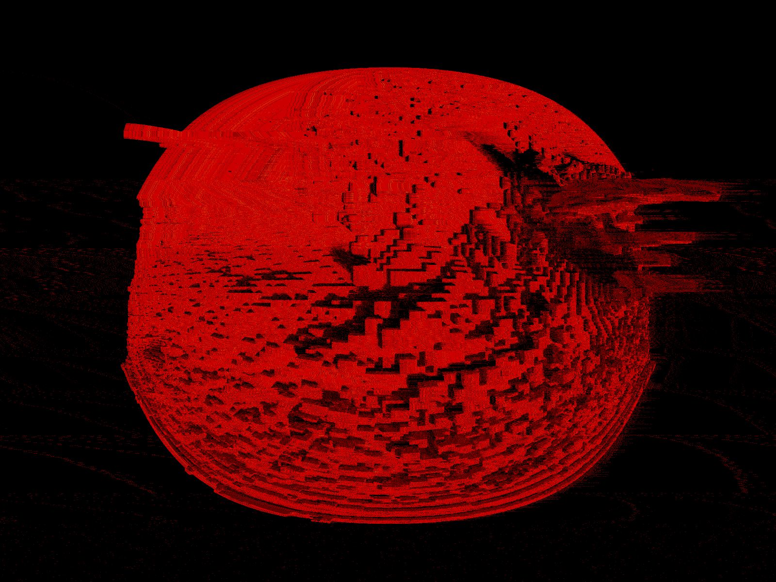 "Hurtling toward Mars" glitch mars voxel words