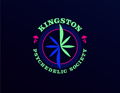 Kingston Psychedelic Society - Blacklight version branding crest psychedelic