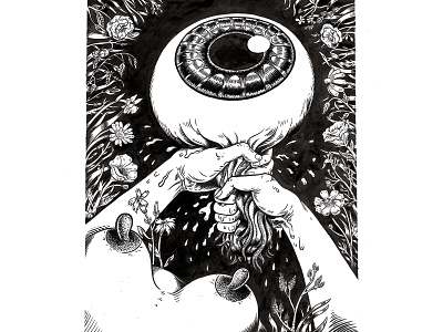 Male Gaze Repaid cartoon drawing fine art flowers illustration ink painting personal work surreal