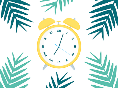 Day 216 - 366 Days of Illustration Challenge - MintSwift alarm alarm clock clock digital illustration flat design flat illustration flatdesign illustration illustrations illustrator leaf leaves mintswift palm palm leaf plants time tropical vector illustration watch