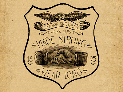 Made Strong Wear Long Patch absurdity americana branding ephemera graphic graphic design heritage history identity illustration lettering mystery patch tried and true typography vintage work caps work wear