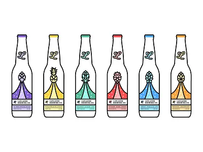 Laplaced beer labels alcohol beer brand branding brew brewery colorful drink fruit hops icon label minimal thick lines vanilla weed