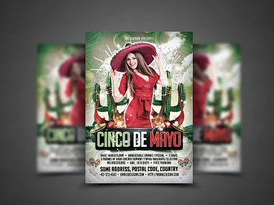 Cinco de Mayo Flyer Template 5th america background banner cactus card carnival celebration cinco colorful culture de decoration design entertainment feliz festival festive fiesta