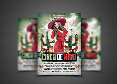 Cinco de Mayo Flyer Template 5th america background banner cactus card carnival celebration cinco colorful culture de decoration design entertainment feliz festival festive fiesta