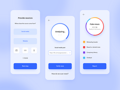 Fake news checker ai app app concept fake news fake news checker mobile ui news app scanner ui ui ux ux