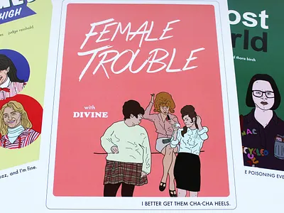 Female Trouble Poster adobe illustrator design divine female trouble illustration john waters lettering minimal retro typography vector