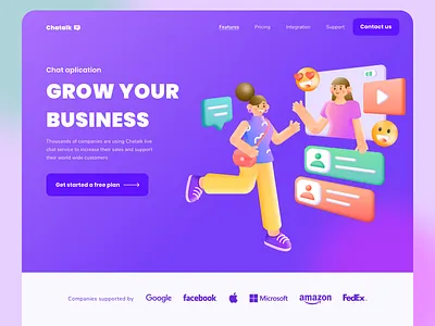 3D Vector Illustration 3d character chat design header hero illustration landing teamwork