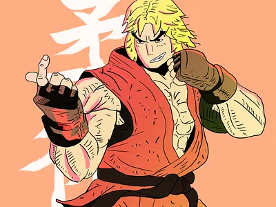 Ken Masters boy design flat illustration ken martial arts street fighter streetfighter vector video game videogame