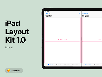 iPad Layout Kit v1.0 app apple design gui guidelines ipad layout mobile navigation size sketch slide over split view tabbar tablet ui kit uikit