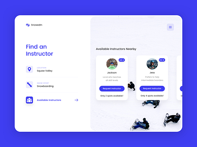 Snowboarding Instructor Product Design app app design design sketch ui ux