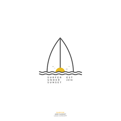 Surfer and Sunset Logo branding design logo logodesign logoforsale minimalist logo simple sunset sunset logo surfer surfer logo surfers