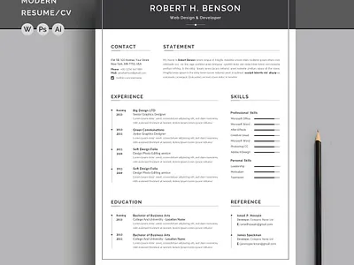 Word Resume/CV clean resume creative resume curriculum vitae cv template download free modern modern resume professional resume resume cv resume template template word