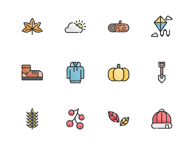 Autumn app autumn autumn collection color design envoirnment filled line filled outline flat icon illustration minimal nature season ui ux vector web