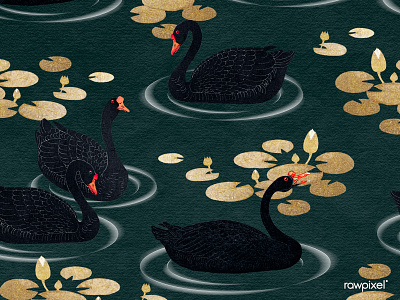 Vintage Animals : Background animal artwork background bird bird background bird pattern black bird black geese black goose dark background dark green background design design element design resource geese gold golden goose goose background goose pattern