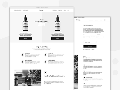 Savage - Beard Oil Blend Wireframe beard beard oil brand brand identity branding design interface minimal typography ui user experience user interface ux