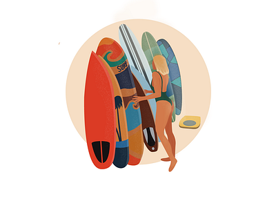 Surfing girl active color coloring cover design flat girl illustration lifestyle nature ocean sea simple surf surfing vector