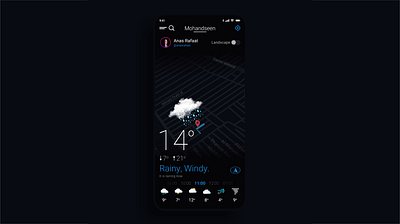 Weather app UI/UX c4d dark mode micro interactions product design ui