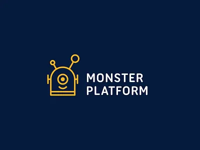 Monster Platform clever geometric line art logo minimal monster robot simple