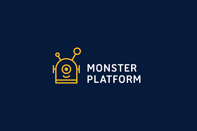 Monster Platform clever geometric line art logo minimal monster robot simple